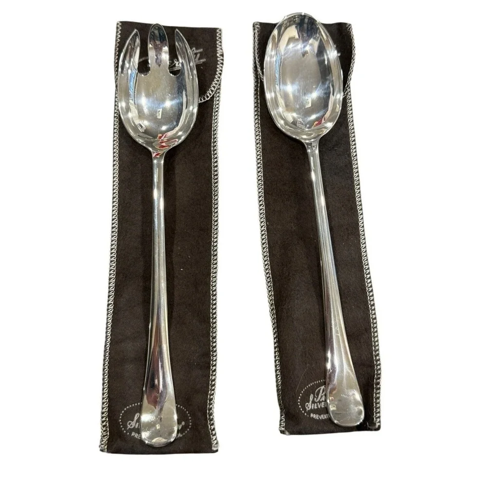 Gerity Georgian Salad Serving Spoon Fork Set Silverplate Reproduction‎ 13 Inch